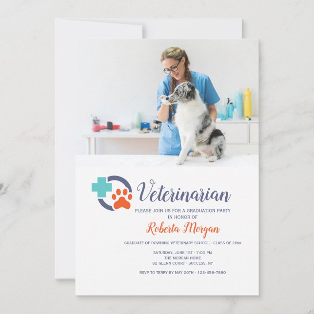 Kor och Tass veterinär FotoStudentfest Inbjudningar (Framsida)