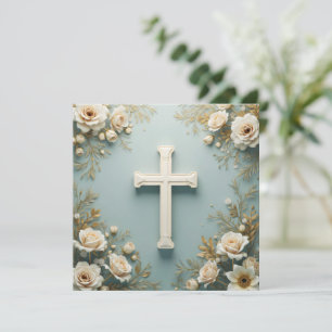 Kor och Vit ros katolska Christening Inbjudningar