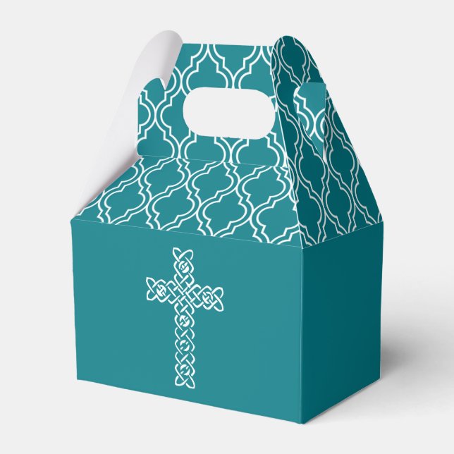 Kor om Mörk Teal First Communion Presentaskar (Framsidan Sidan)
