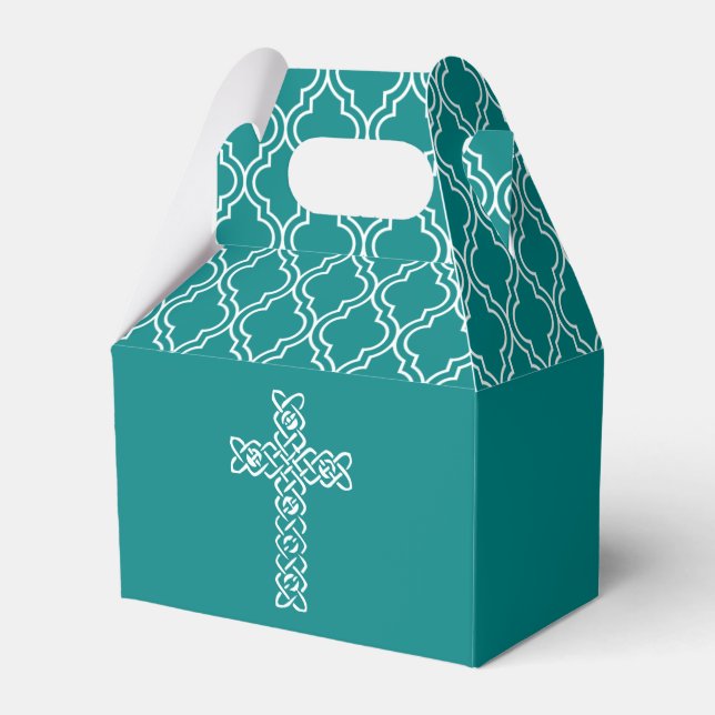 Kor om Teal Blue First Communion Presentaskar (Framsidan Sidan)