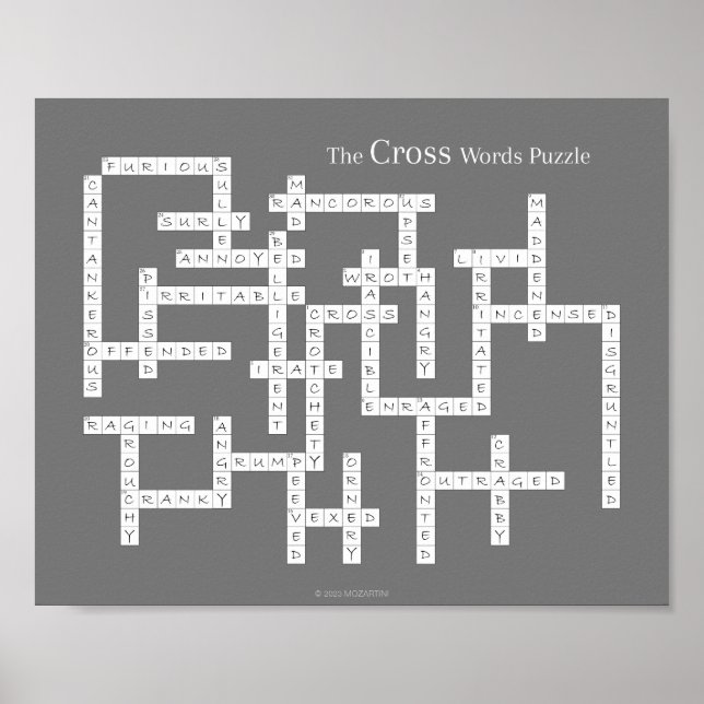 Kor Ord Puzzle Grumpy Humor Grått Poster (Framsidan)