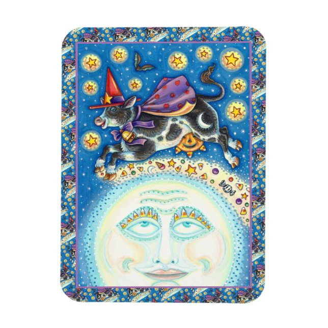 KÖR ÖVER MÄNNISKOR I MÅNE, FÄRGLÖST STOLLIG MAGNET (Vertikal)