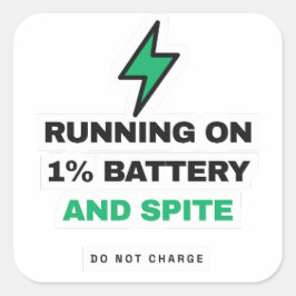 Kör på 1 procents batteri och trots rolig dekal fyrkantigt klistermärke