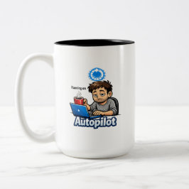 Kör på Autopilot Rolig Design – Kaffeälskare H Två-Tonad Mugg