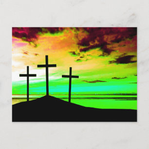 Kor på backe Colorent sunset GOD IS BRA Vykort