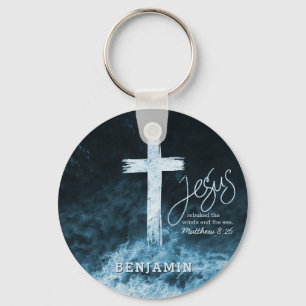 Kor på den Mörk blått Personligen Vatten Scripture Nyckelring