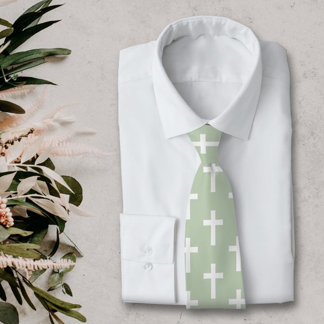 Kor på Grönt Neck Tie Slips (White Cross on Green Neck Tie)