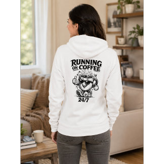 Kör På Kaffe 24/7 Kaffeälskare Hoodie T Shirt