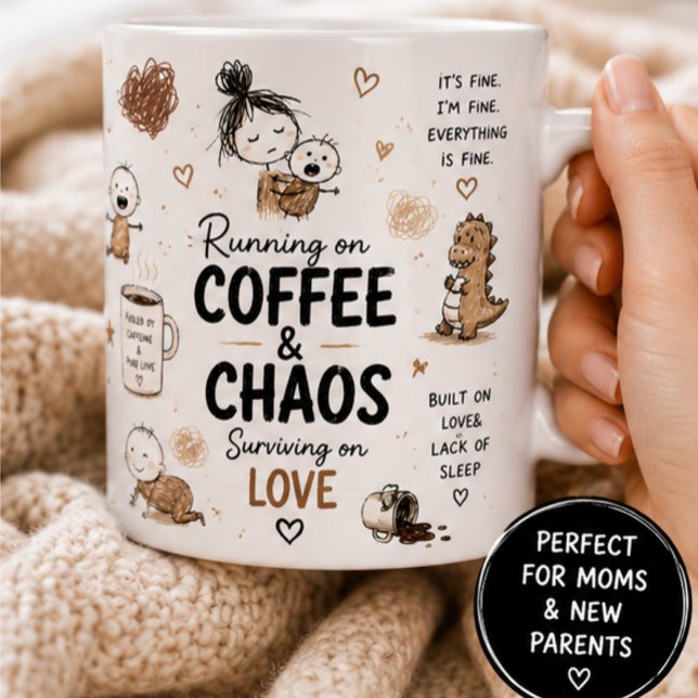 Kör på Kaffe & Kaos Mamma Humor  Kaffemugg (Skapare uppladdad)