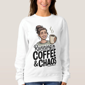 Kör på kaffe och kaos, rolig mors dag  t shirt