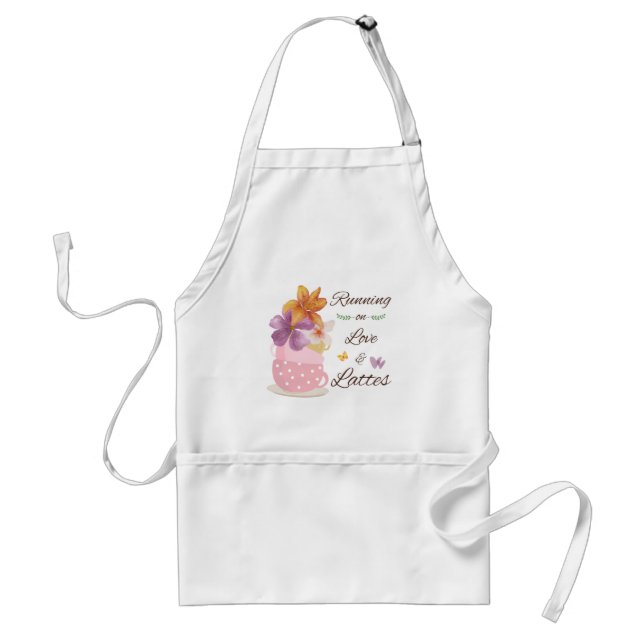 Kör på kärlek & kaffe Konst med blommande kaffemot Förkläde (Framsidan)