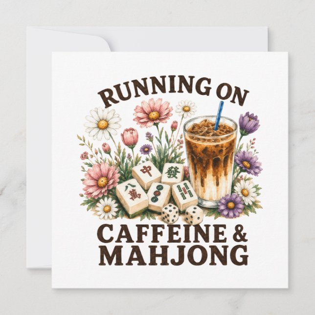 Kör på Koffein & Mahjong Inbjudningar (Framsida)