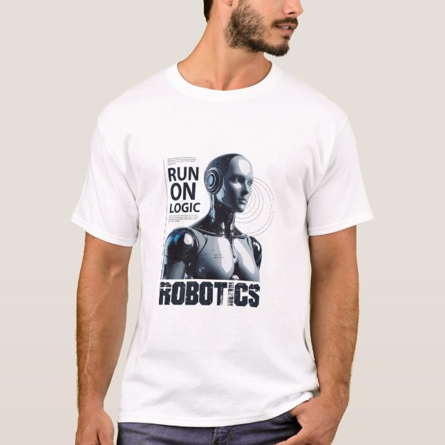 "Kör på logik" Humanoid Robot T-Shirt | Rolig prog (Framsida)
