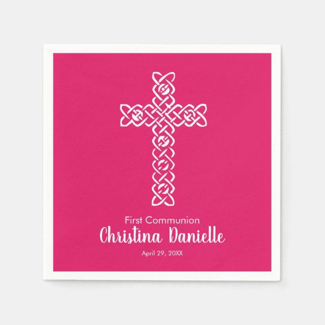 Kor på Ruby Rosa | Communion Baptism Christening Pappersservett (Framsidan)