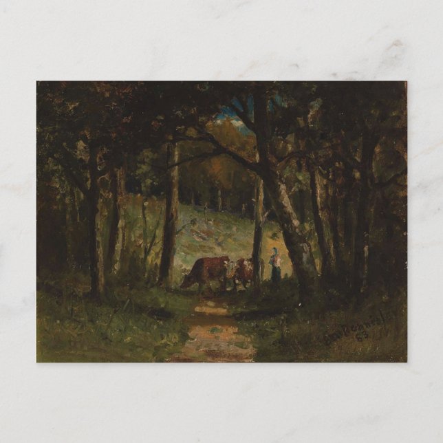 Kor på Väg i skogen - Edward Banister Vykort (Framsida)