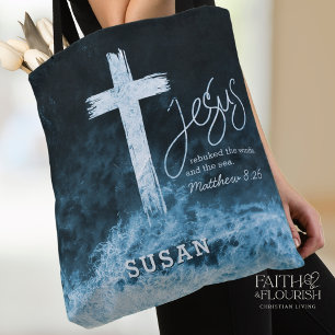 Kor på Vatten Mörk blått Scripture Personlig Tygkasse