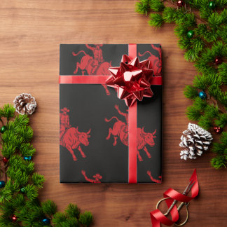 Kör pappert med cowboyemballage presentpapper