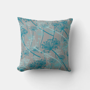 Kor parsley grafik grått aqua blue dekorativ kudde