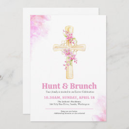 Kor Påsk Hunt och Brunch Rosa Blommigt orchid Inbjudningar