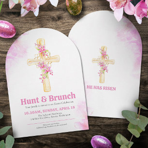 Kor Påsk Hunt och Brunch Rosa Blommigt orchid Inbjudningar