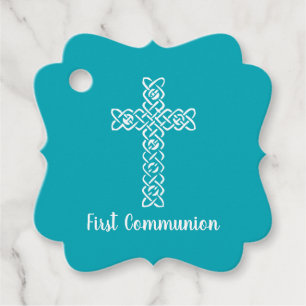 Kor Peacock Blue Communion Baptism Christen Gåvor Etiketter