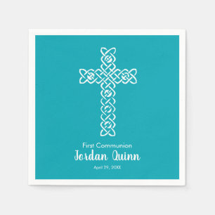 Kor Peacock Blue Communion Baptism Christening Pappersservett