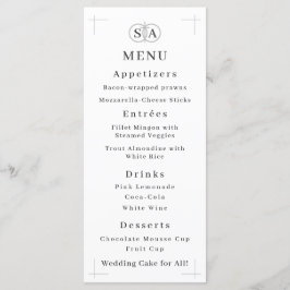 Kor & Ringar Monogrammed Bröllop Meny
