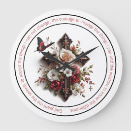Kor, Ro, Butterfly och Serenity Prayer Stor Klocka