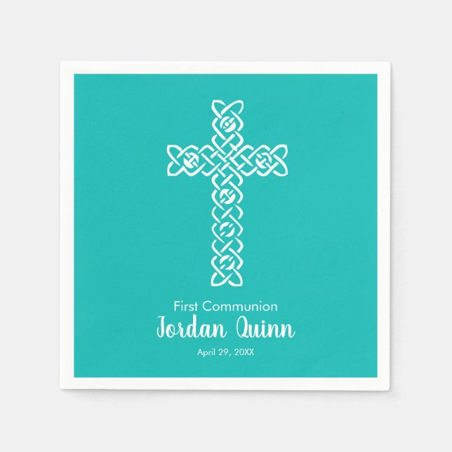 Kor Robin's Egg Blue Communion Baptism Christen Pappersservett (Framsidan)
