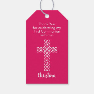 Kor Ruby Rosa Communion Baptism Christening Presentetikett