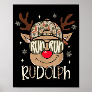 Kör Rudolph Santas Ren Jul Kamouflage Pojkar T Poster