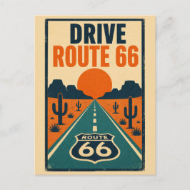 Kör Rutt 66 Vintage Americana Ökenväg Vykort