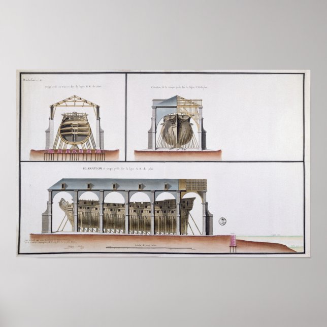 Kor-sektion och höjd av frakt, 1776 poster (Framsidan)