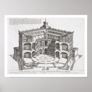 Kor-sektionen vid Villa Caprarola, Bagnaia (engrav Poster