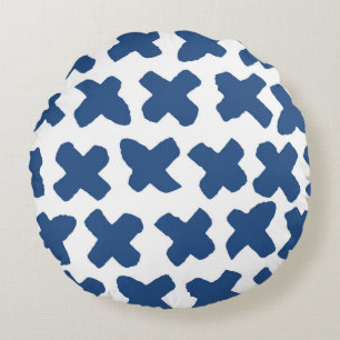 Kor Shibori: Indigo Batik Mönster Rund Kudde