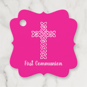Kor Shock rosa Communion Baptism Christening Gåvor Etiketter