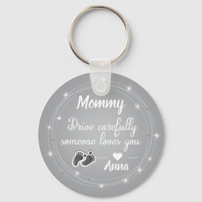 Kör silver-diamantoffertdesign med försiktighet nyckelring (Framsida)