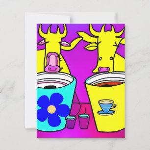Kor som dricker morgon Kaffe Anteckningskort