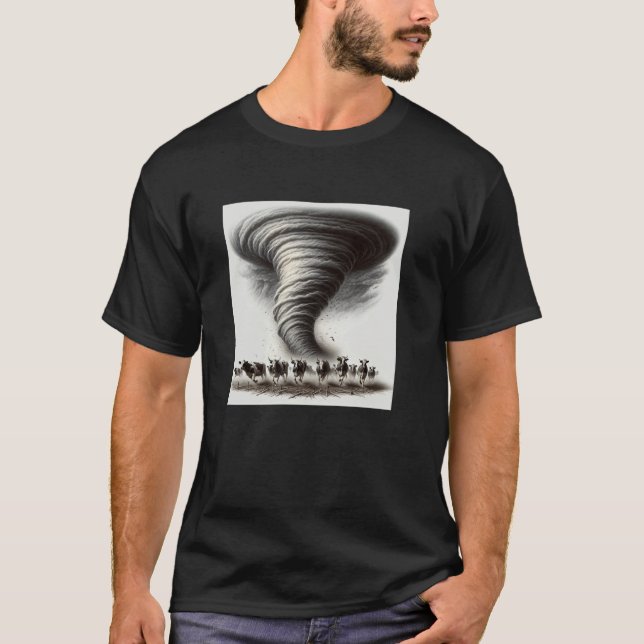 Kor som springer undan en tornado t shirt (Framsida)