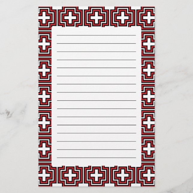 Kor & Squares Red Stationery Brevpapper (Framsida)