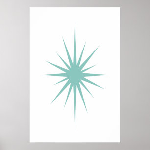 Kor Starburst Light Turcos Mid Century Retro Poster