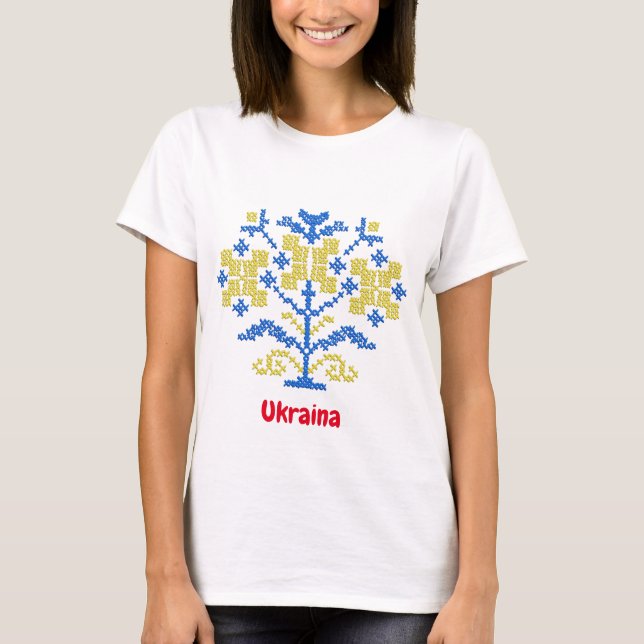 kor stitch , broderiy in Ukrainska stil T Shirt (Framsida)