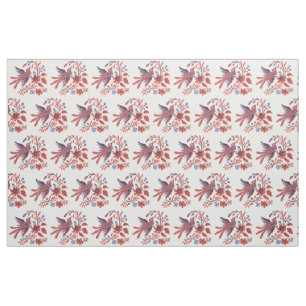 Kor-stitch Charm-fågel på blommar av blommor Tyg