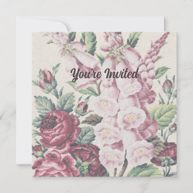 Kor Stitch Flowers Inbjudningar (Framsida)