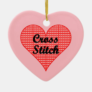 Kor Stitch Heart Julgransprydnad Keramik