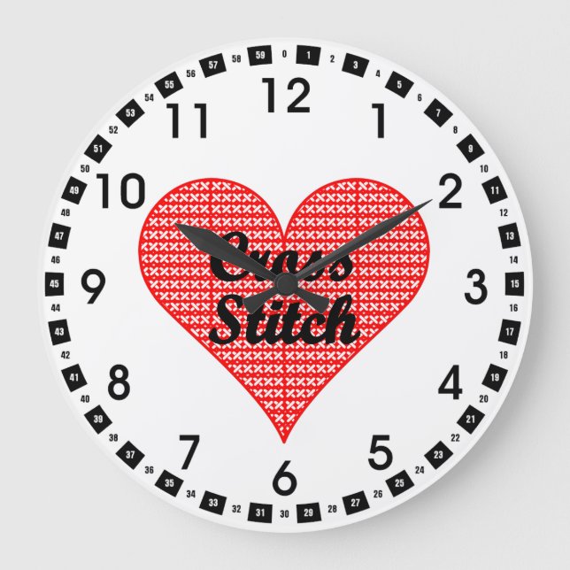 Kor Stitch Heart Mugg Stor Klocka (Framsida)