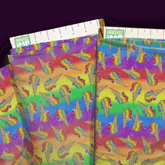 Kor Stitch Ice Cream Craftcore - Rainbow Fabric Tyg (close-up with ruler)