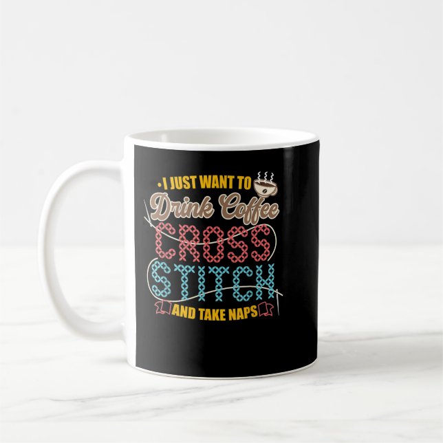 Kor Stitch Kaffe Caffeine Drinker Kaffemugg (Vänster)