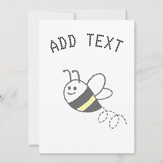Kor Stitch Mönster skriver ut Cute Bee Baby Shower Inbjudningar (Framsida)