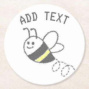 Kor Stitch Mönster skriver ut Cute Bee Baby Shower Underlägg Papper Rund